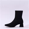 Miss Elastic Fax Block Heel Ankle Boot - Black Stretch